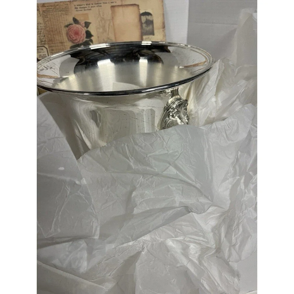 Reed & Barton Silver Champagne Bucket Wine Cooler NIB W/liner Lions Head Handles